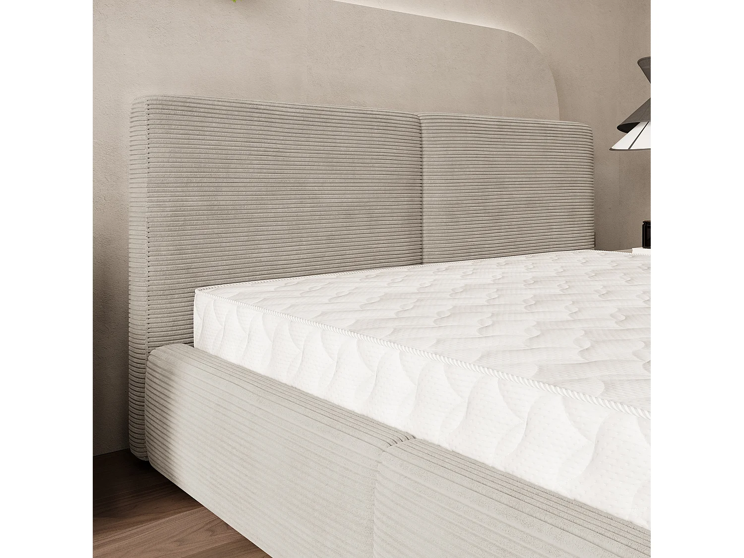Gestoffeerd bed FELURO 180x200 cm - Corduroy stof - Crème