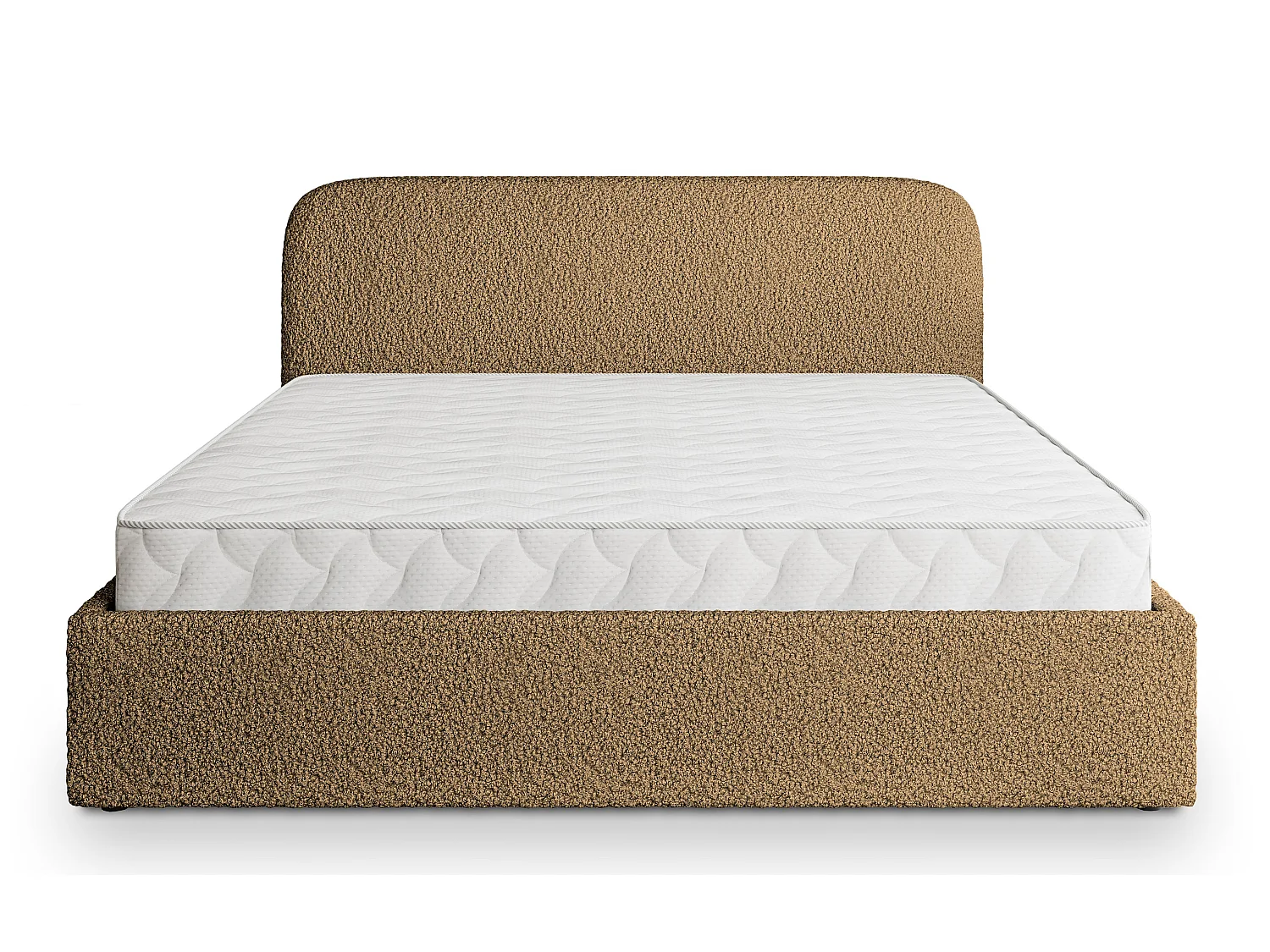 Lit Coffre RENIVE 200x200 cm - Tissu bouclé - Miel