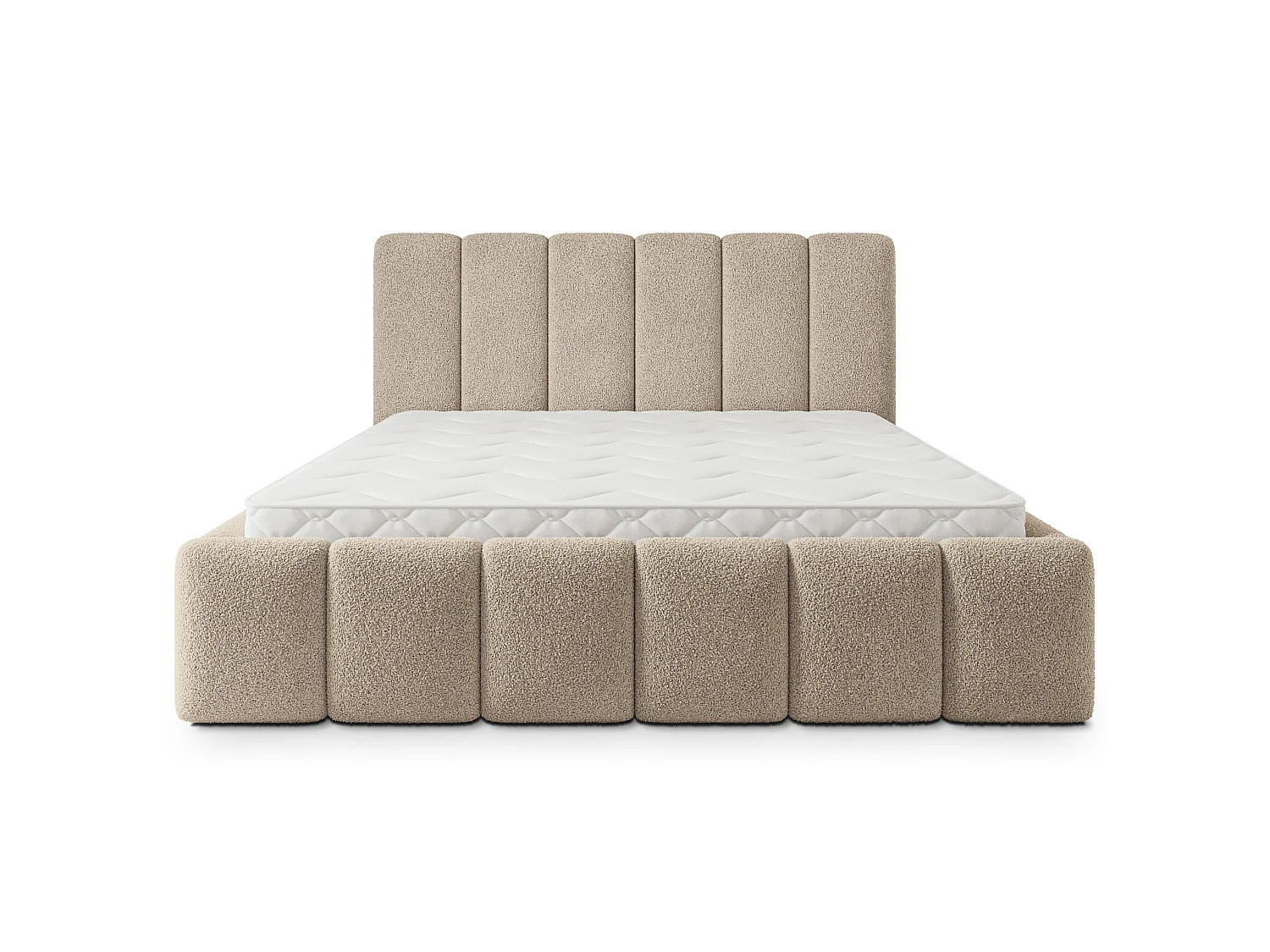 Gestoffeerd bed ATTORA 180x200 cm - Bouclé stof - Beige