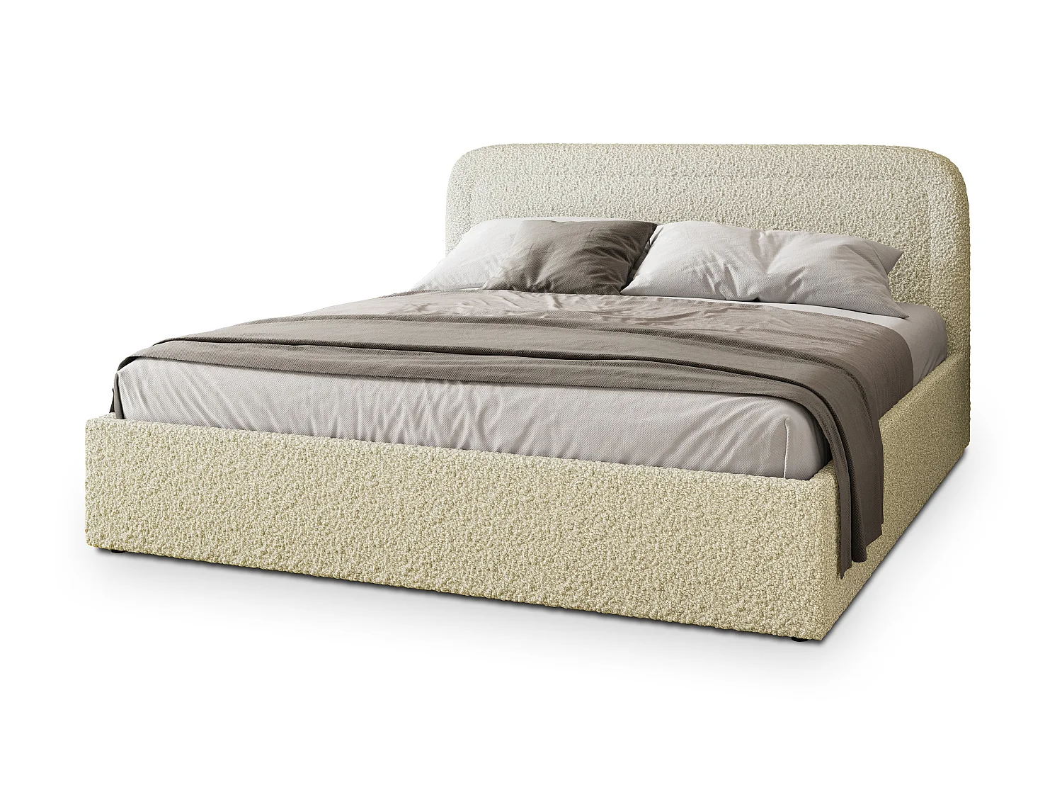 Gestoffeerd bed BENIRA 200x200 cm - Bouclé stof - Crème