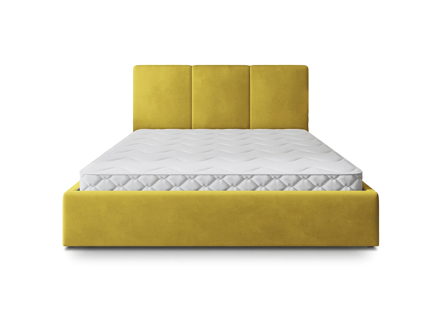 Lit Coffre AZURI 160x200 cm - Tissu velours - Jaune