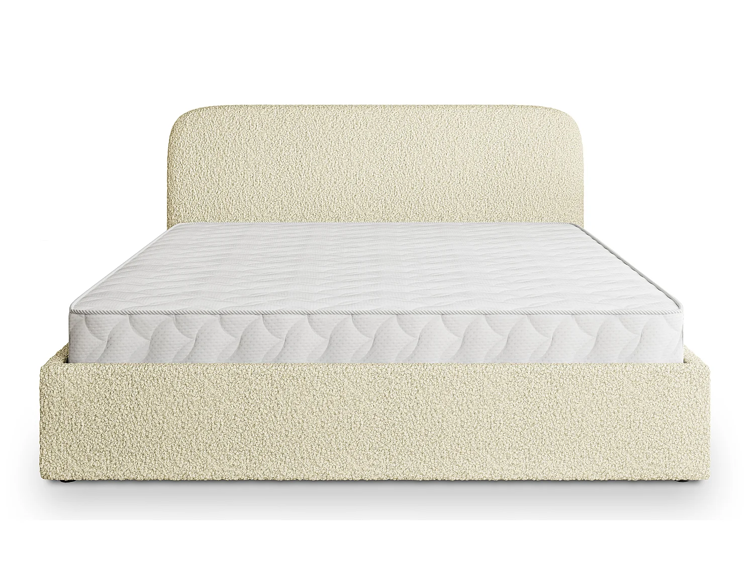Gestoffeerd bed RENIVE 180x200 cm - Bouclé stof - Crème