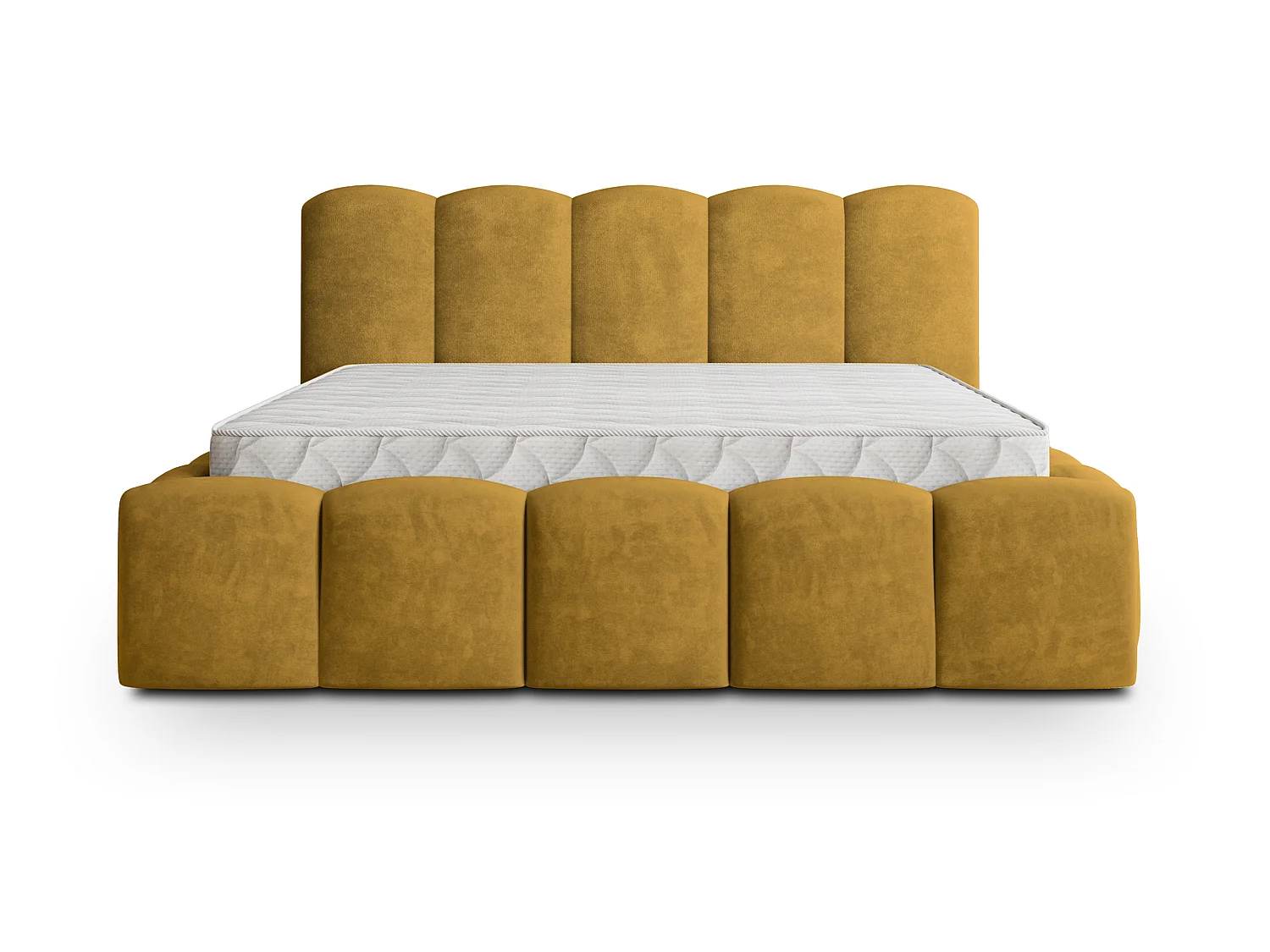 Lit Coffre FALINA 180x200 cm - Tissu peluche - Jaune
