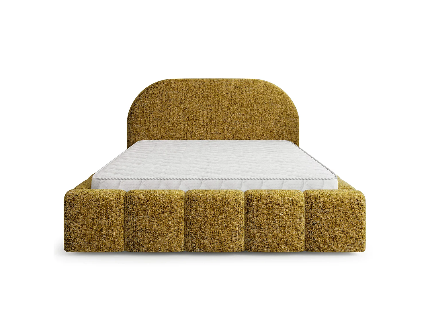 Lit Coffre FLUSSO 120x200 cm - Tissu chenille - Moutarde