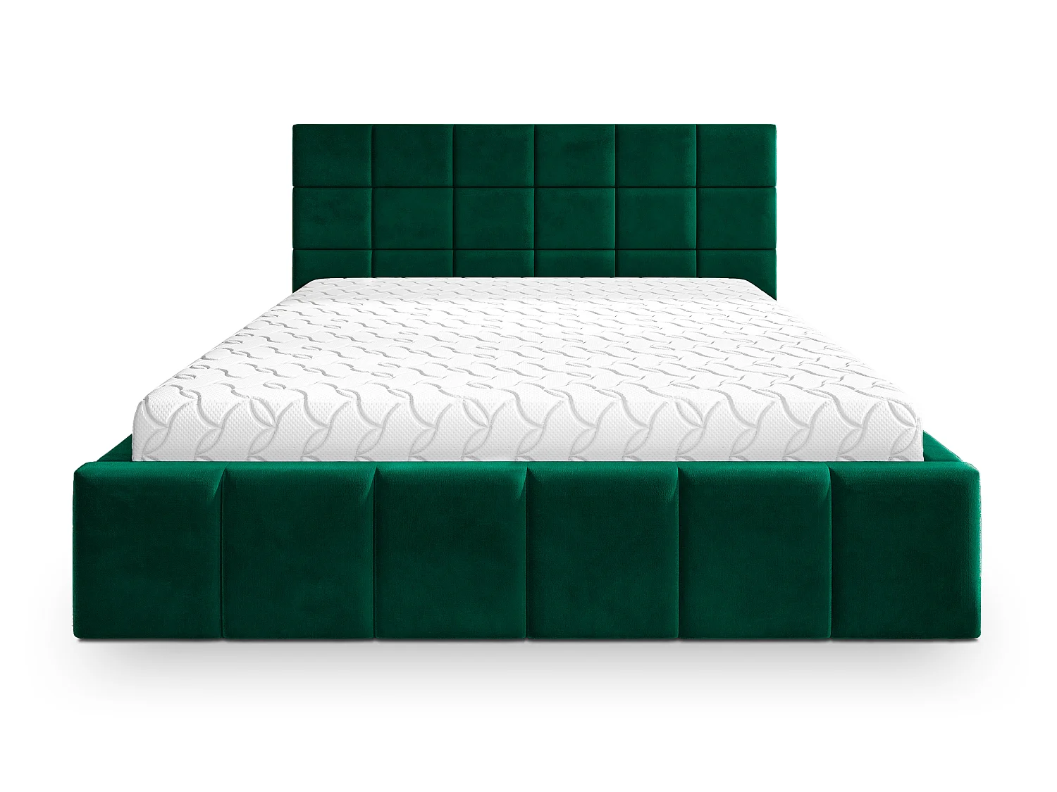 Gestoffeerd bed VERTO 180x200 cm - Pluche stof - Flessengroen