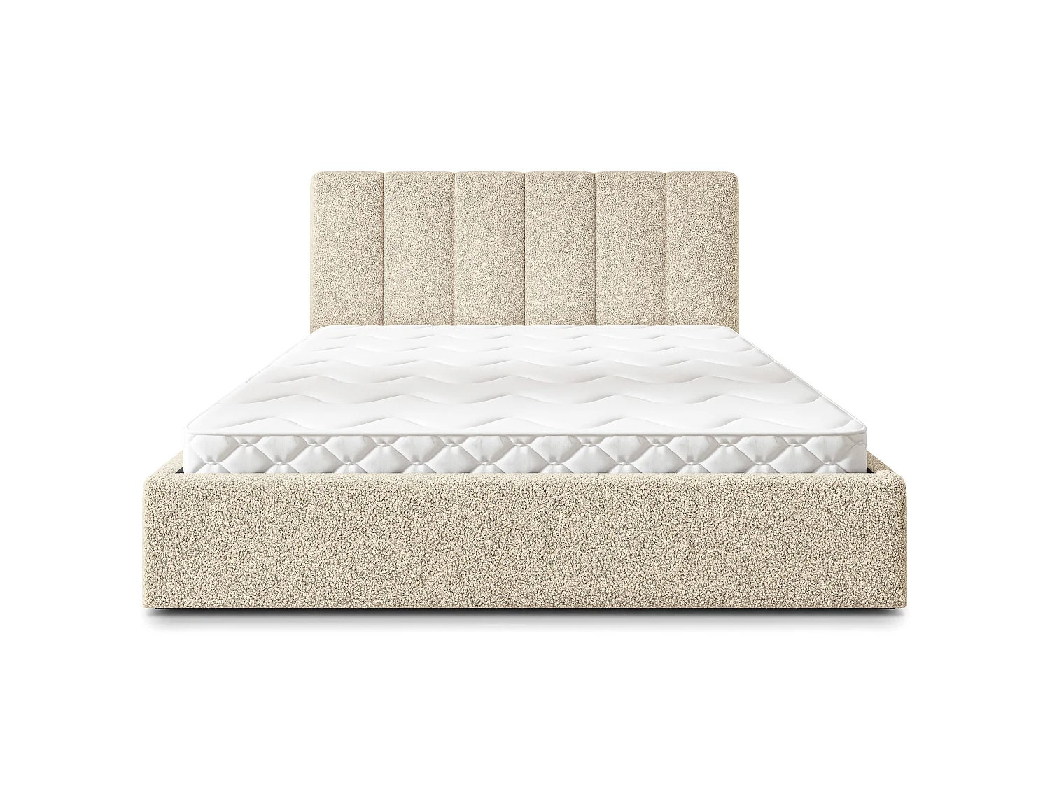 Gestoffeerd bed NEMIS 180x200 cm - Bouclé stof - Crème