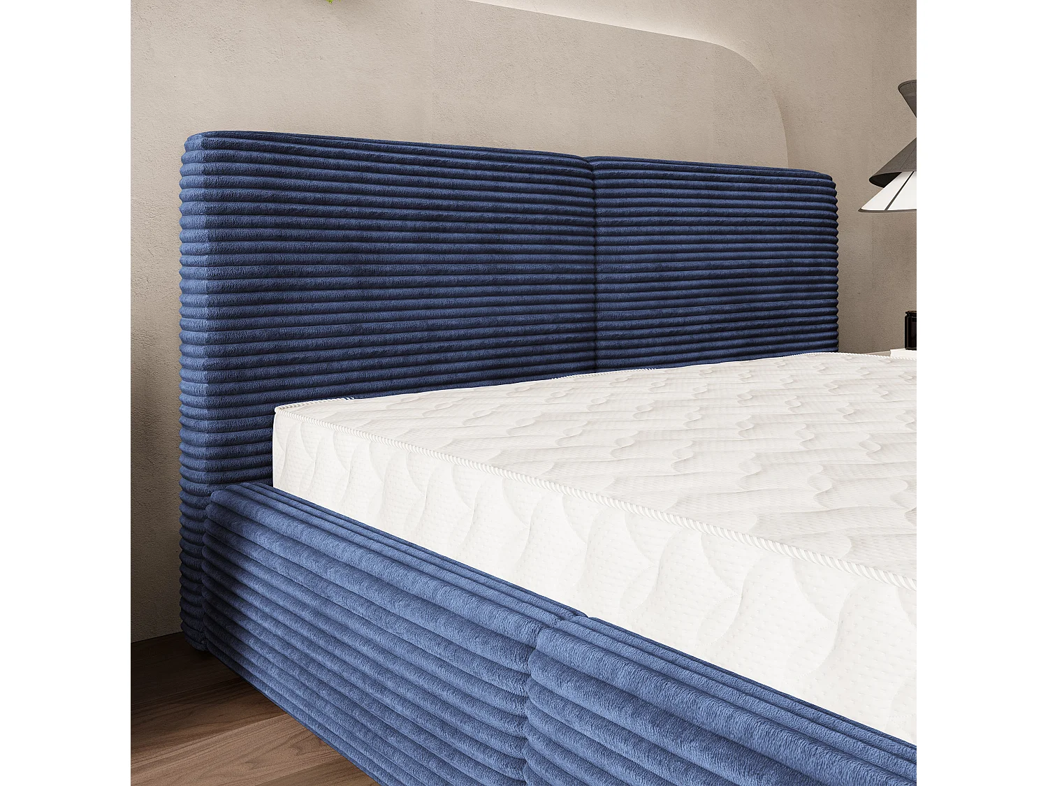 Gestoffeerd bed FELURO 120x200 cm - Corduroy stof - Blauw