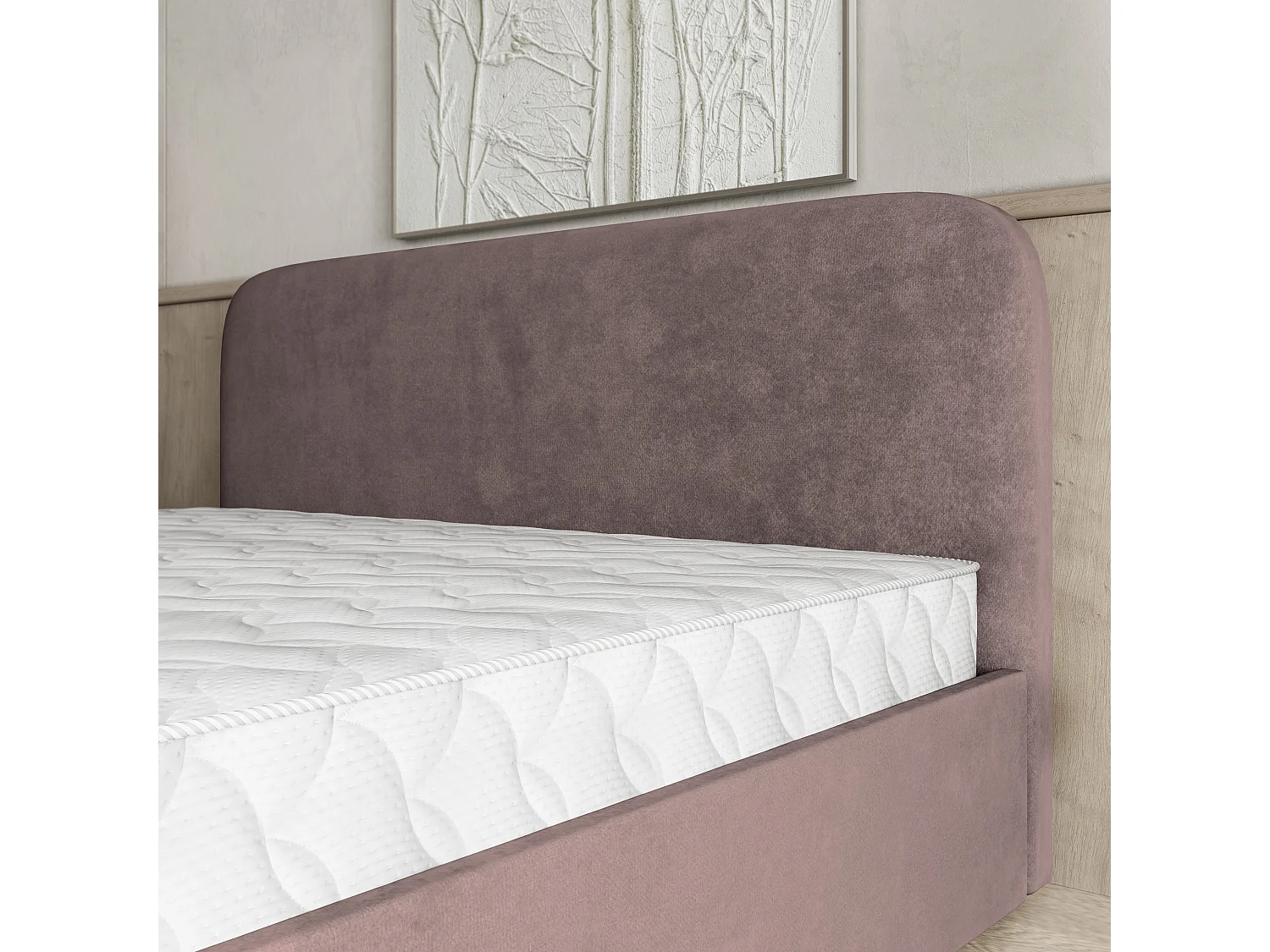 Lit Coffre RENIVE 140x200 cm - Tissu peluche - Rose poudré