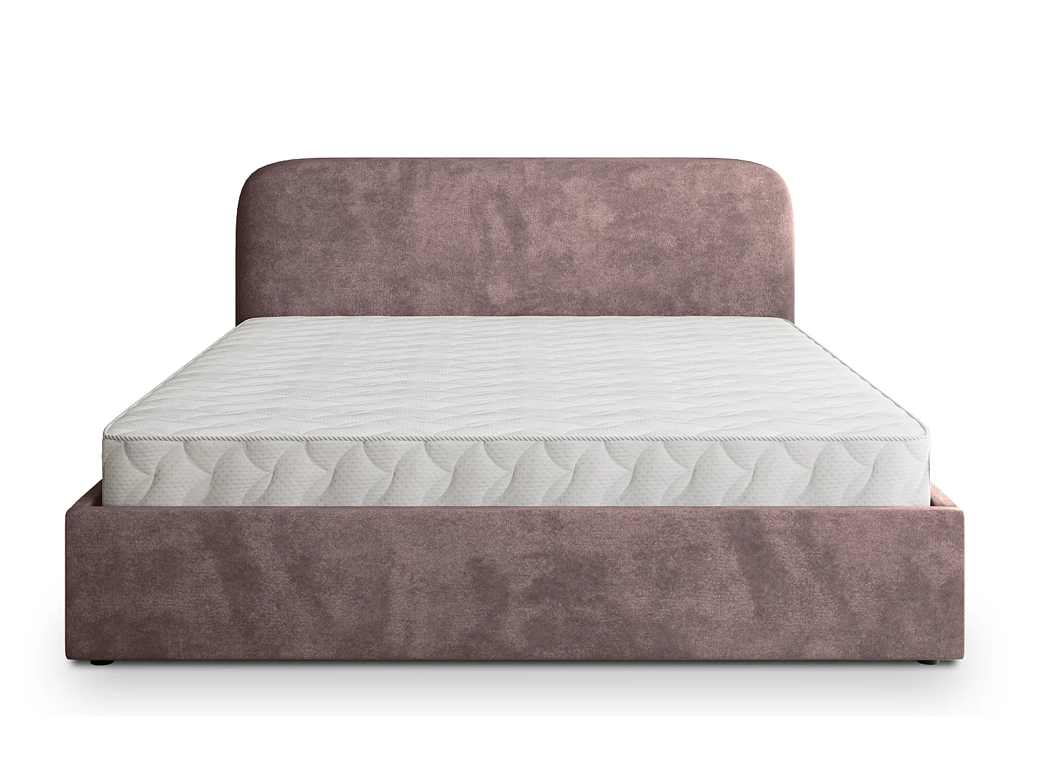 Lit Coffre RENIVE 140x200 cm - Tissu peluche - Rose poudré