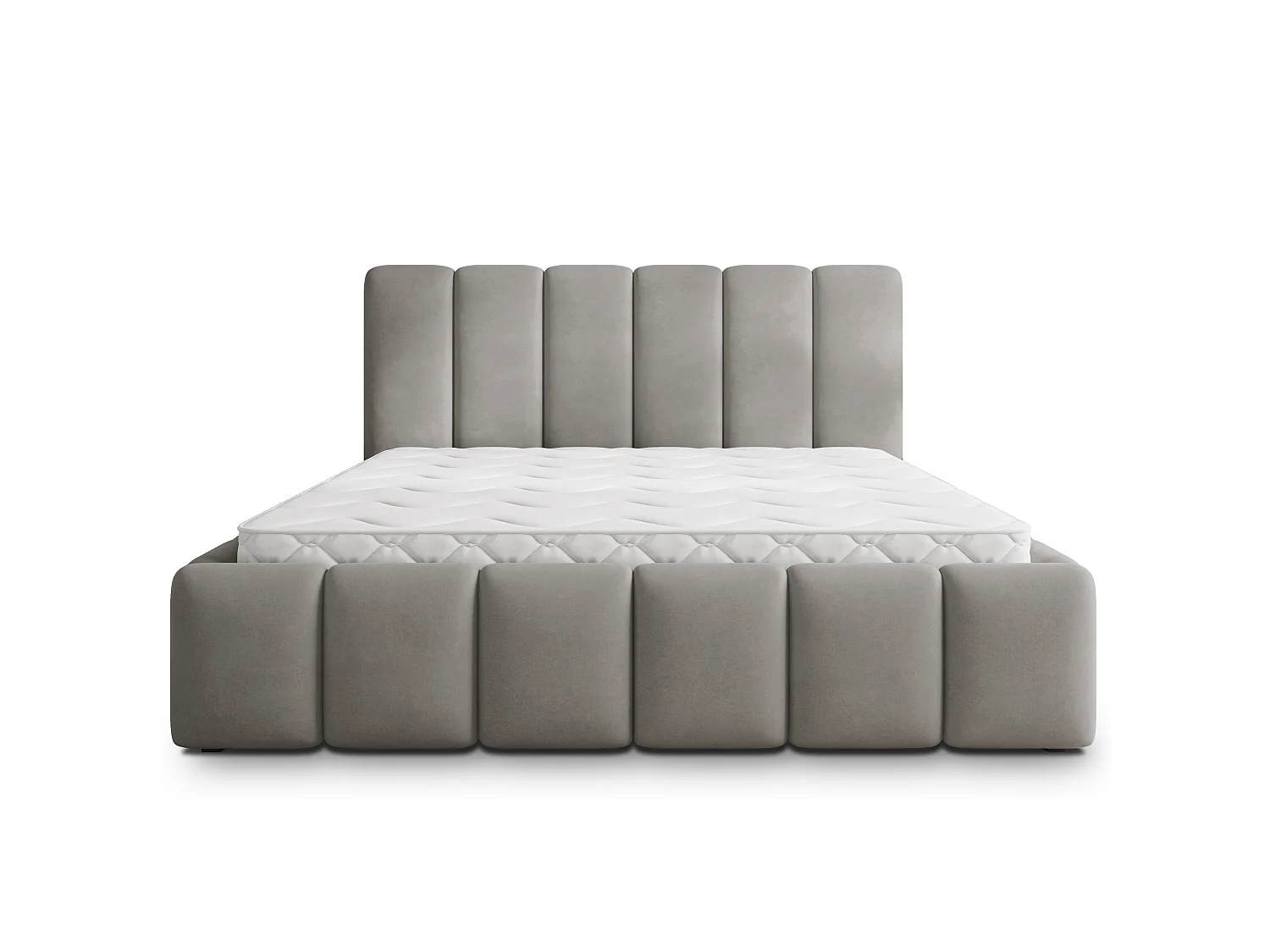 Gestoffeerd bed RANIS 180x200 cm - Fluwelen stof - Grijs