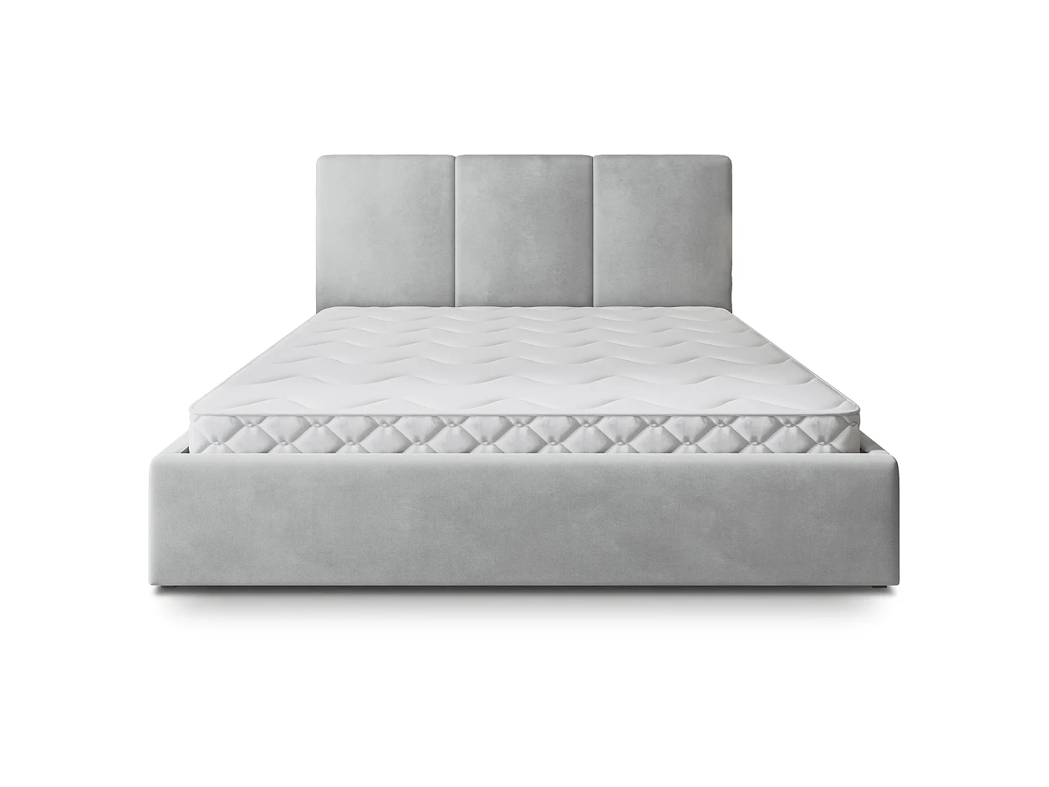 Gestoffeerd bed AZURI 180x200 cm - Fluwelen stof - Lichtgrijs
