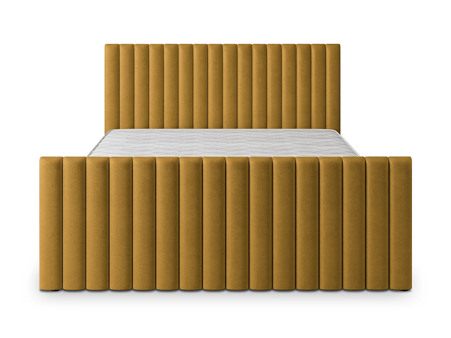 Lit Coffre CANOVA 160x200 cm - Tissu peluche - Jaune