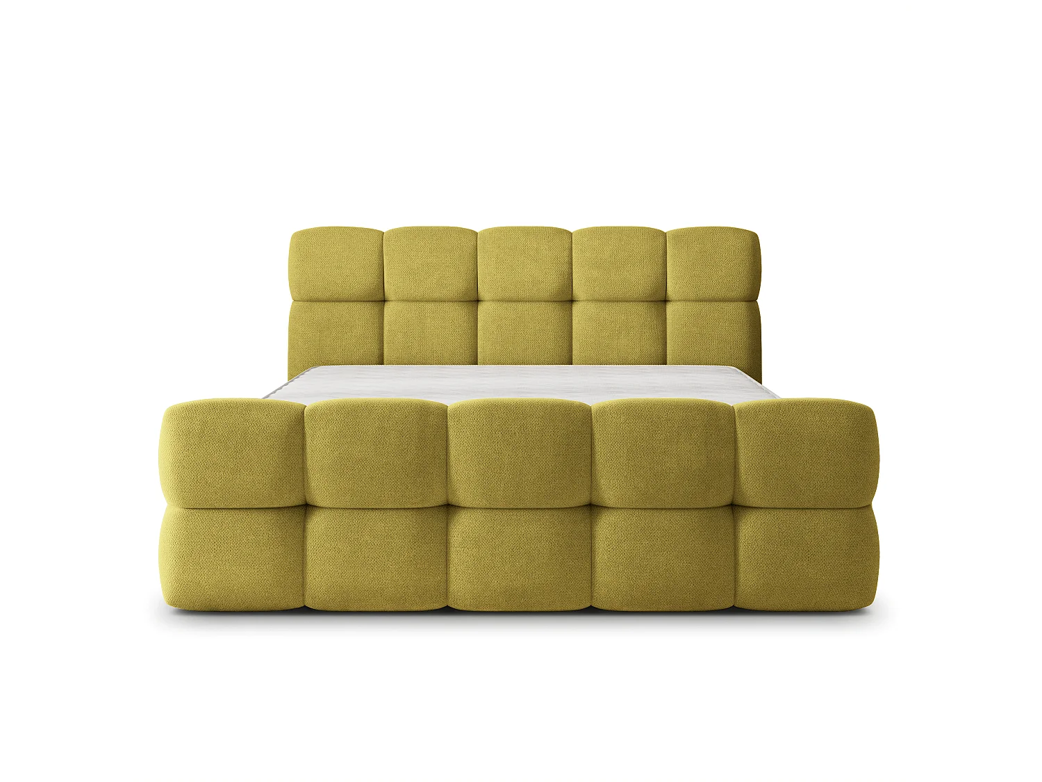 Lit Coffre ELIZJA 120x200 cm - Tissu tissé - Jaune