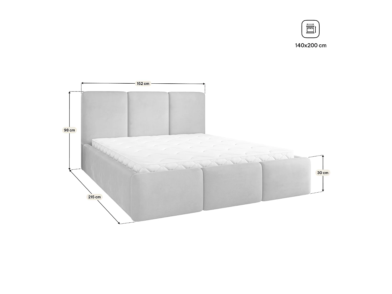 Gestoffeerd bed MORENA 140x200 cm - Fluwelen stof - Flessengroen