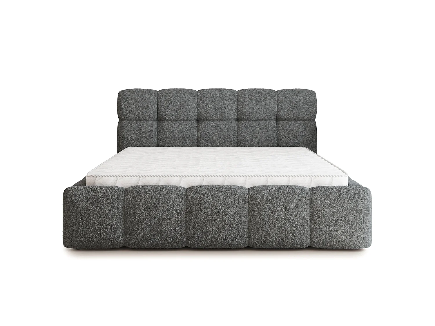 Gestoffeerd bed FARU 180x200 cm - Bouclé stof - Grijs