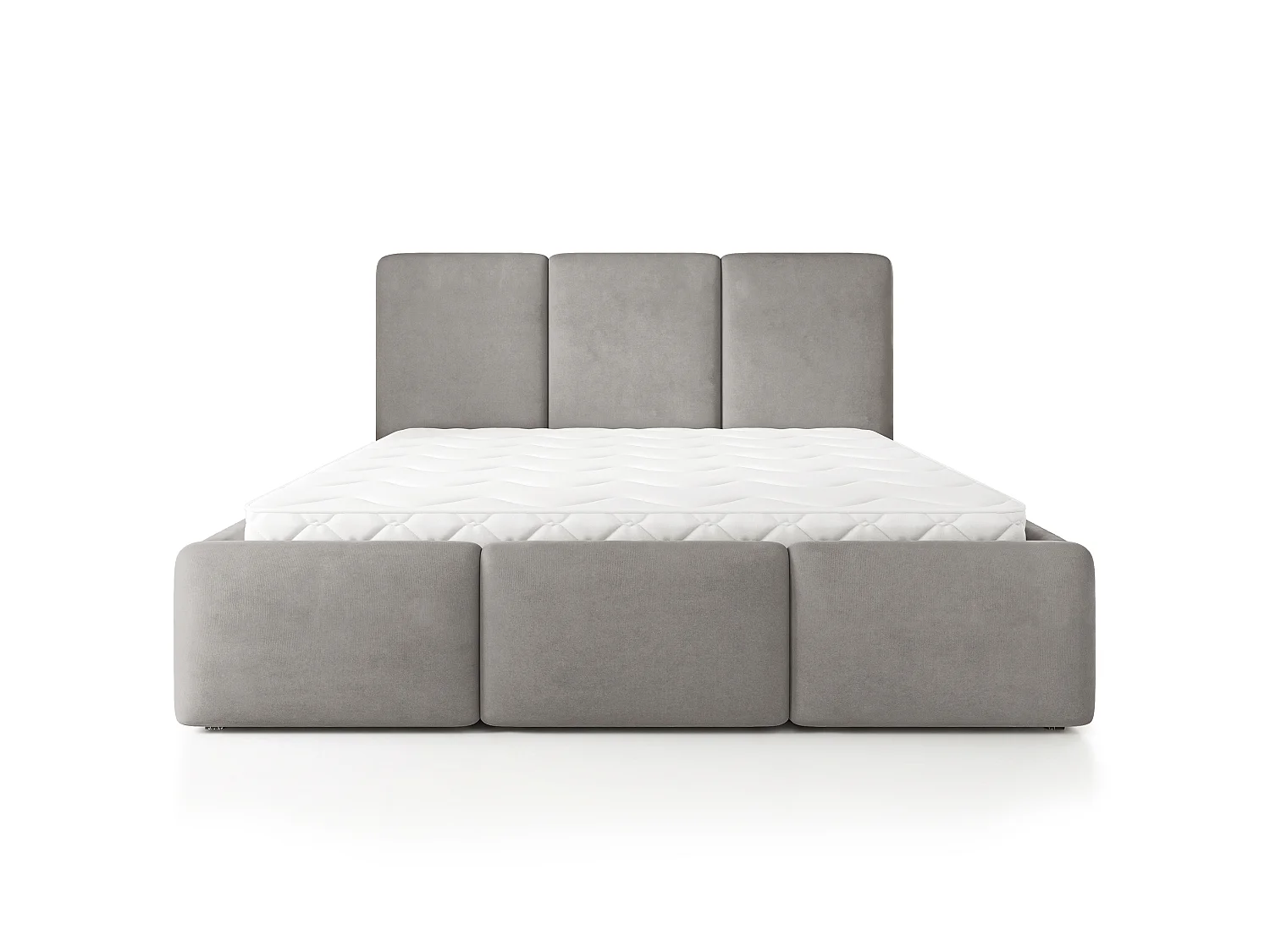 Gestoffeerd bed MORENA 180x200 cm - Fluwelen stof - Grijs