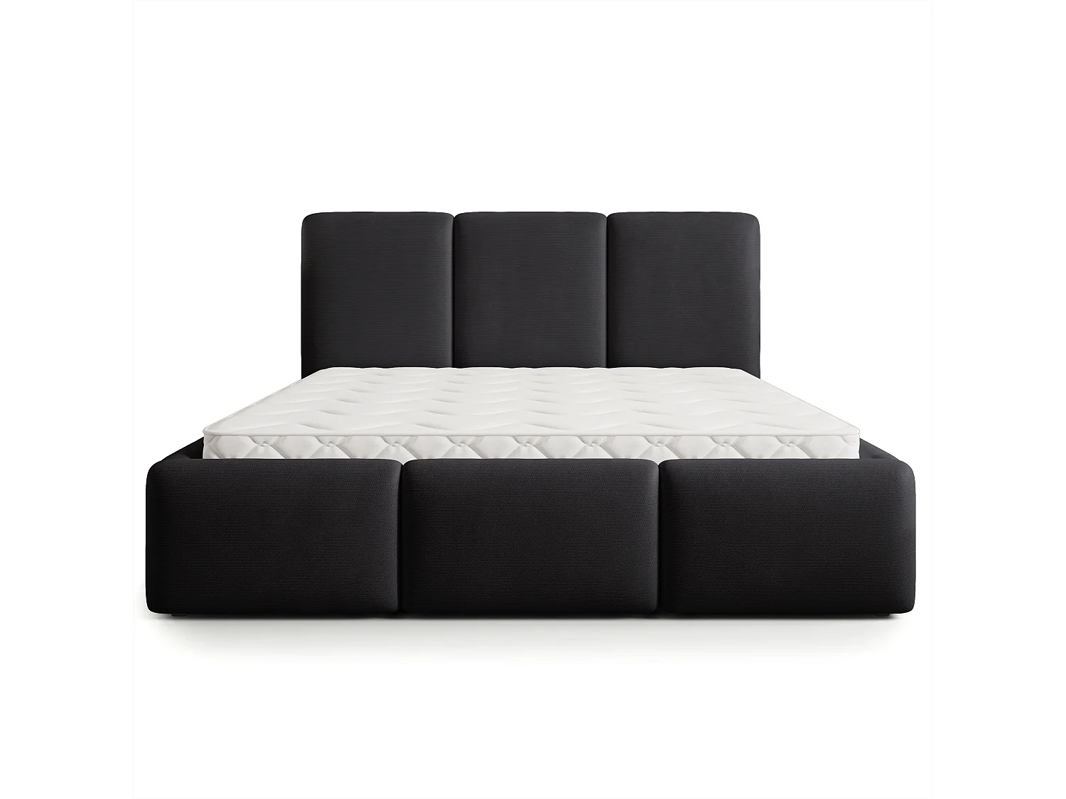 Gestoffeerd bed ARSIL 180x200 cm - Pluche stof - Zwart
