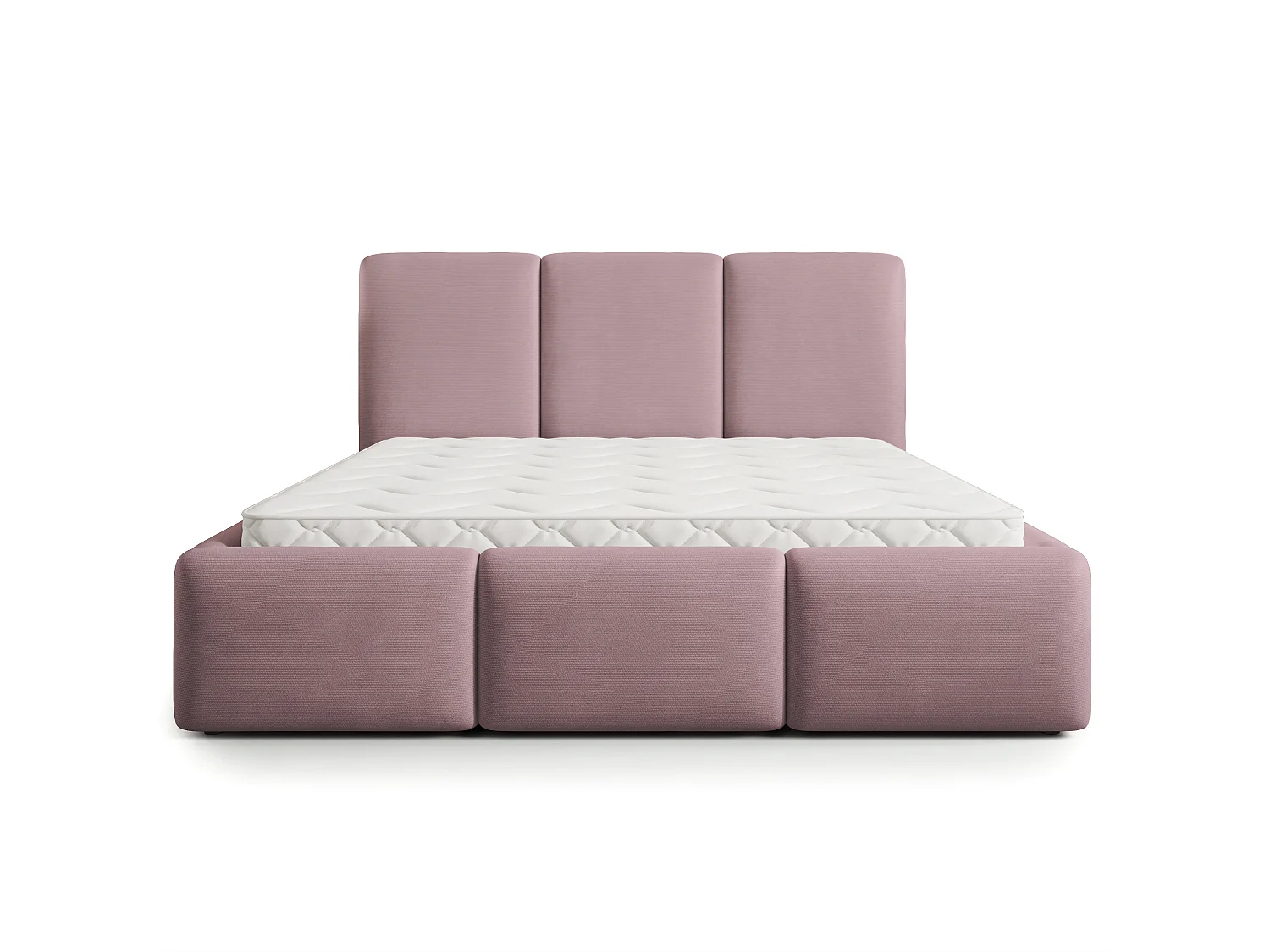 Lit Coffre ARSIL 180x200 cm - Tissu peluche - Rose poudré