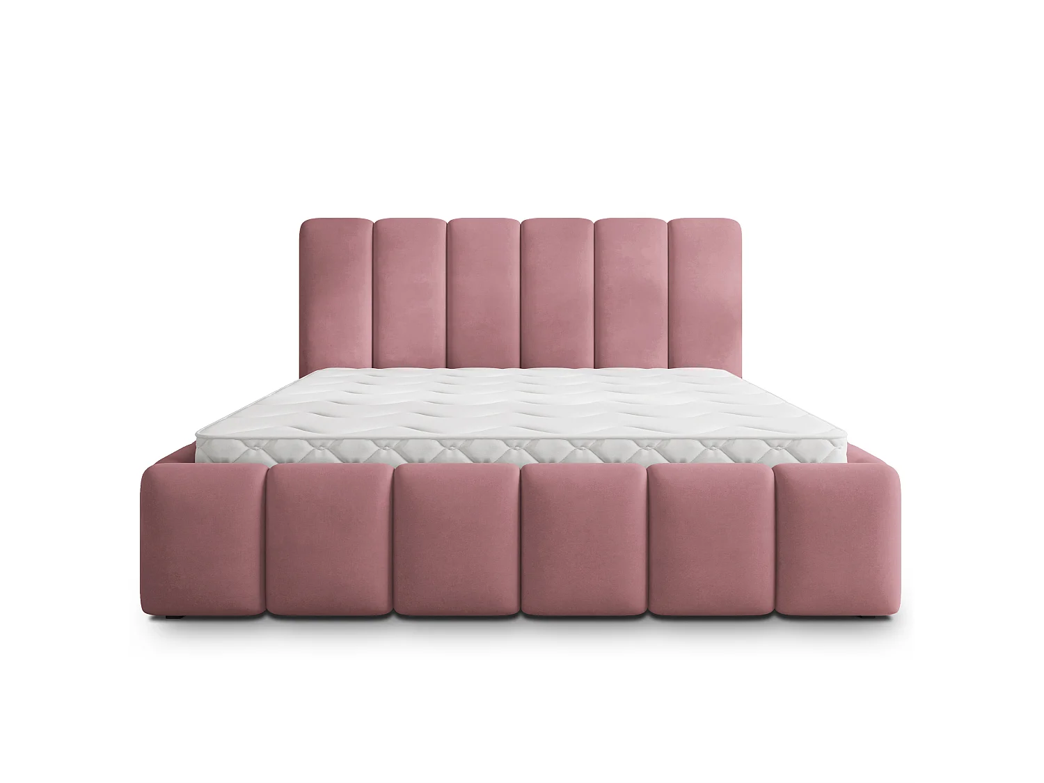 Lit Coffre RANIS 140x200 cm - Tissu velours - Rose