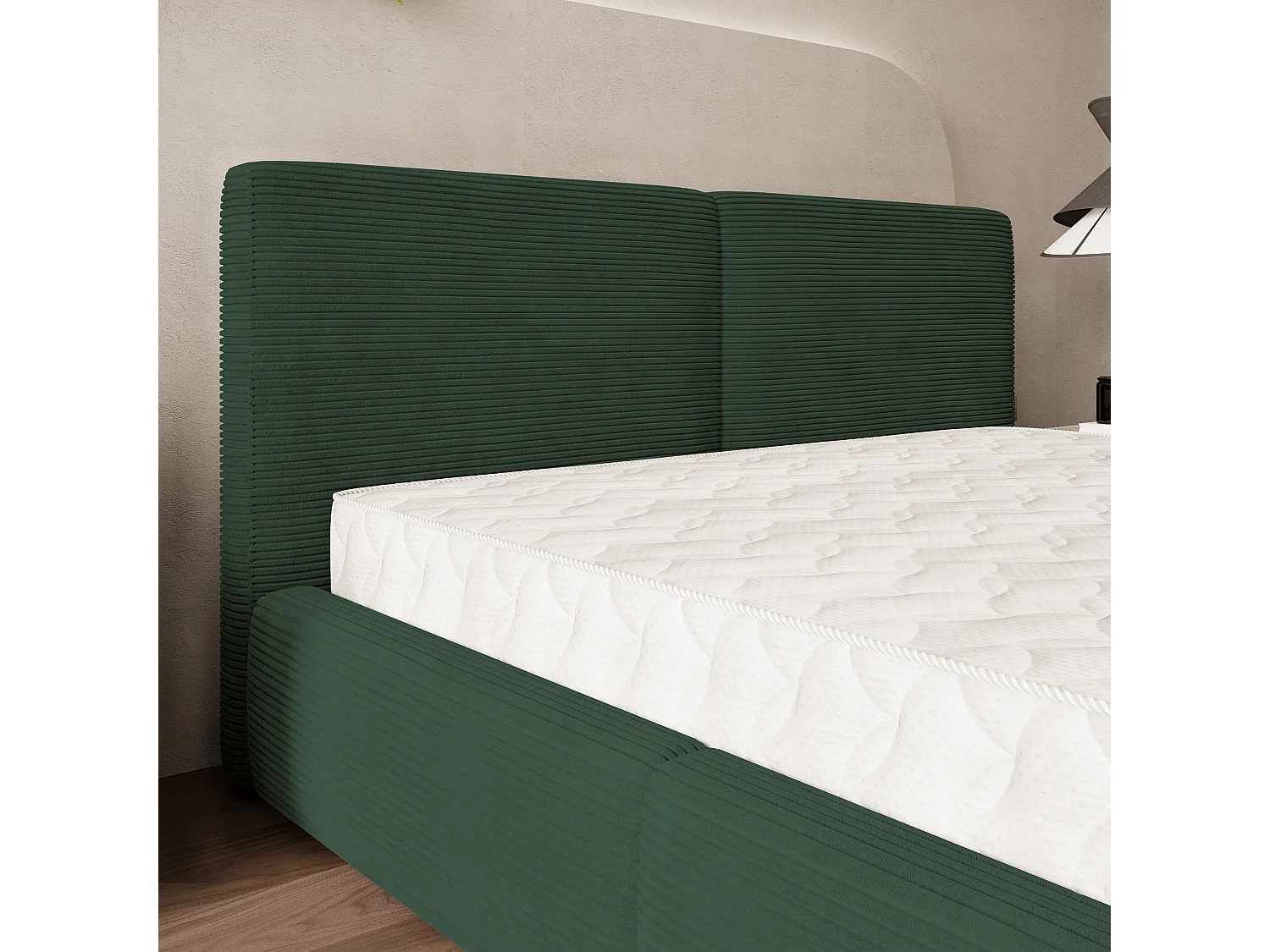 Gestoffeerd bed FELURO 180x200 cm - Corduroy stof - Groen