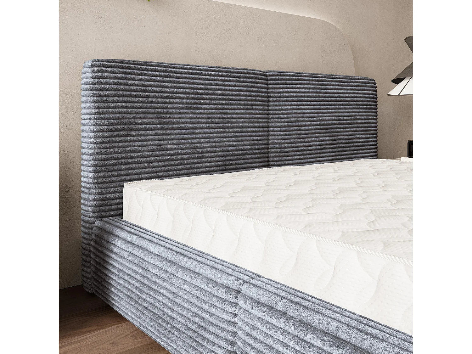 Gestoffeerd bed FELURO 180x200 cm - Corduroy stof - Grijs
