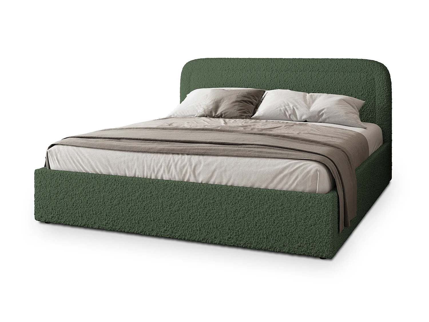 Gestoffeerd bed BENIRA 140x200 cm - Bouclé stof - Groen