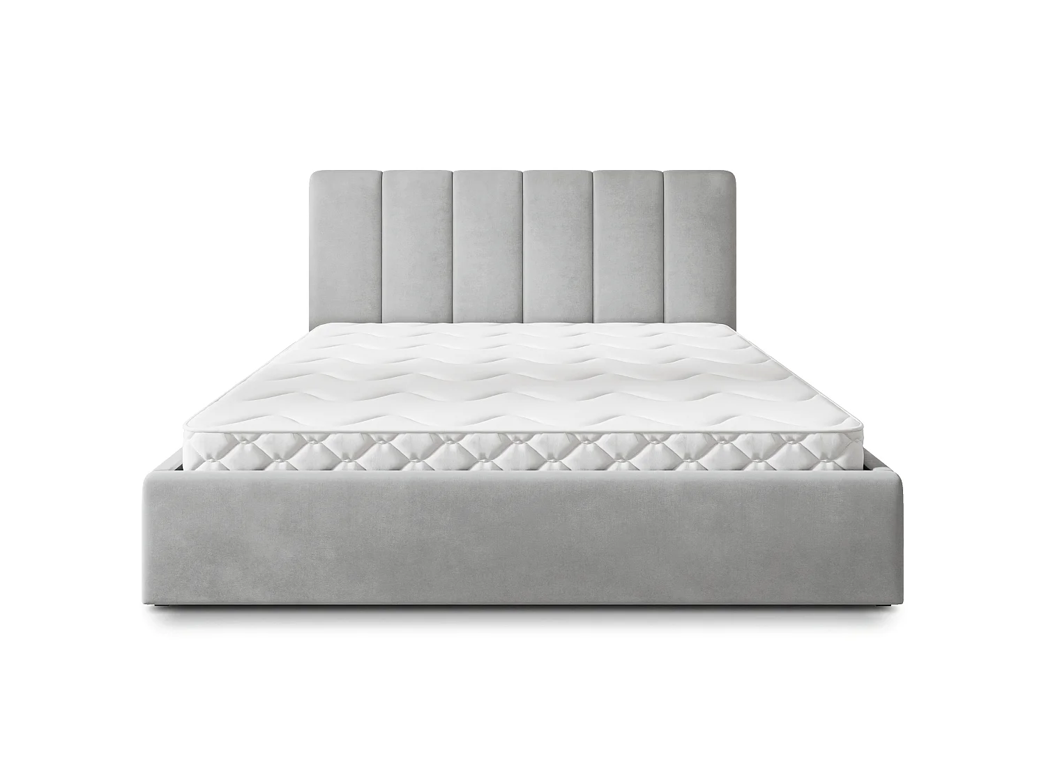Gestoffeerd bed NEMIS 140x200 cm - Fluwelen stof - Lichtgrijs