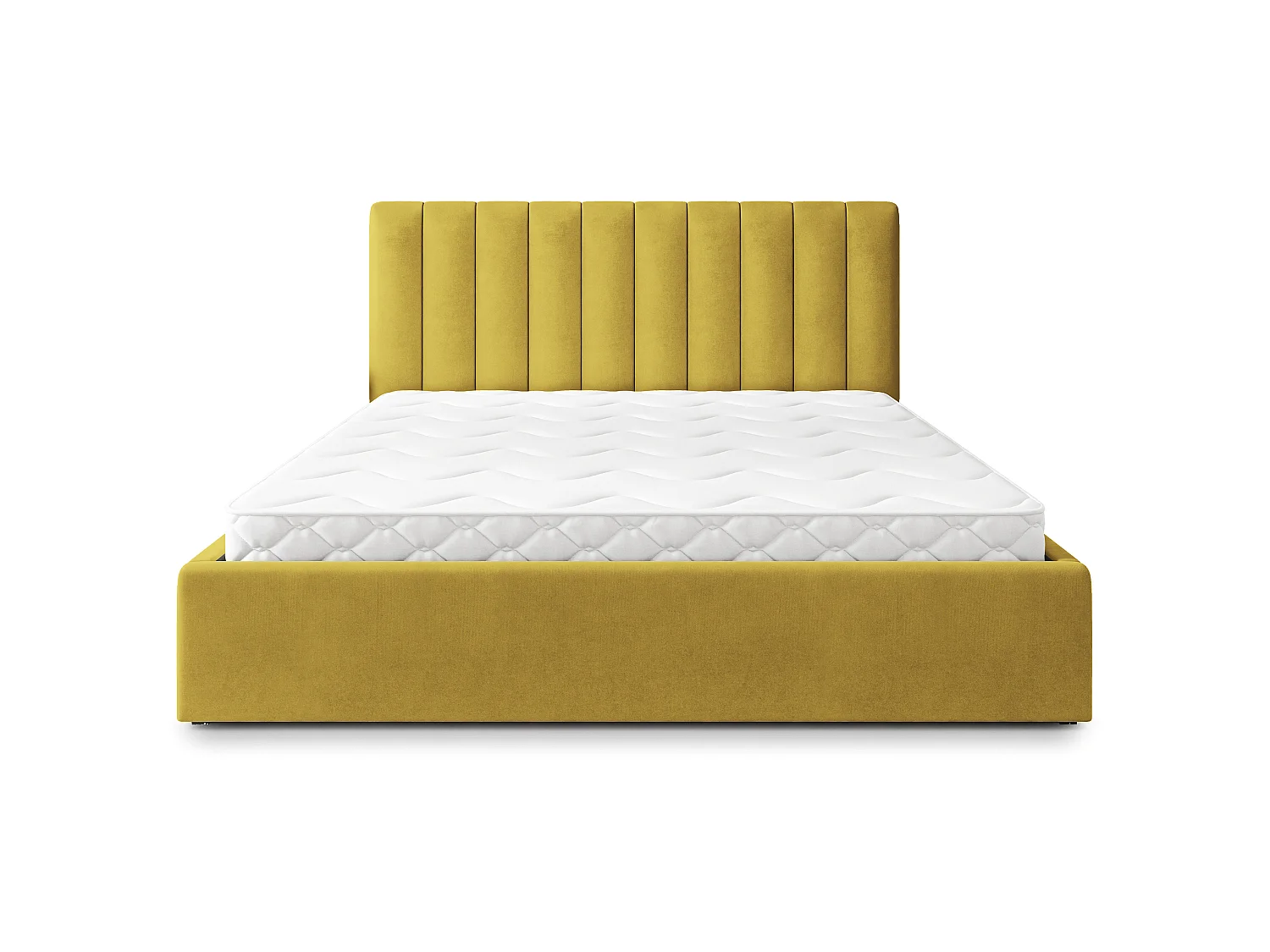Lit Coffre DEMERA 160x200 cm - Tissu velours - Jaune