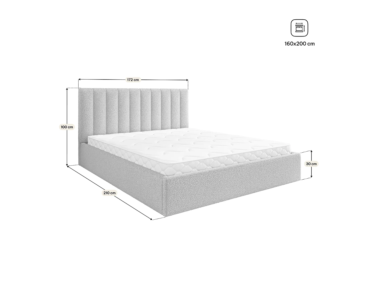 Gestoffeerd bed DEMERA 160x200 cm - Bouclé stof - Groen