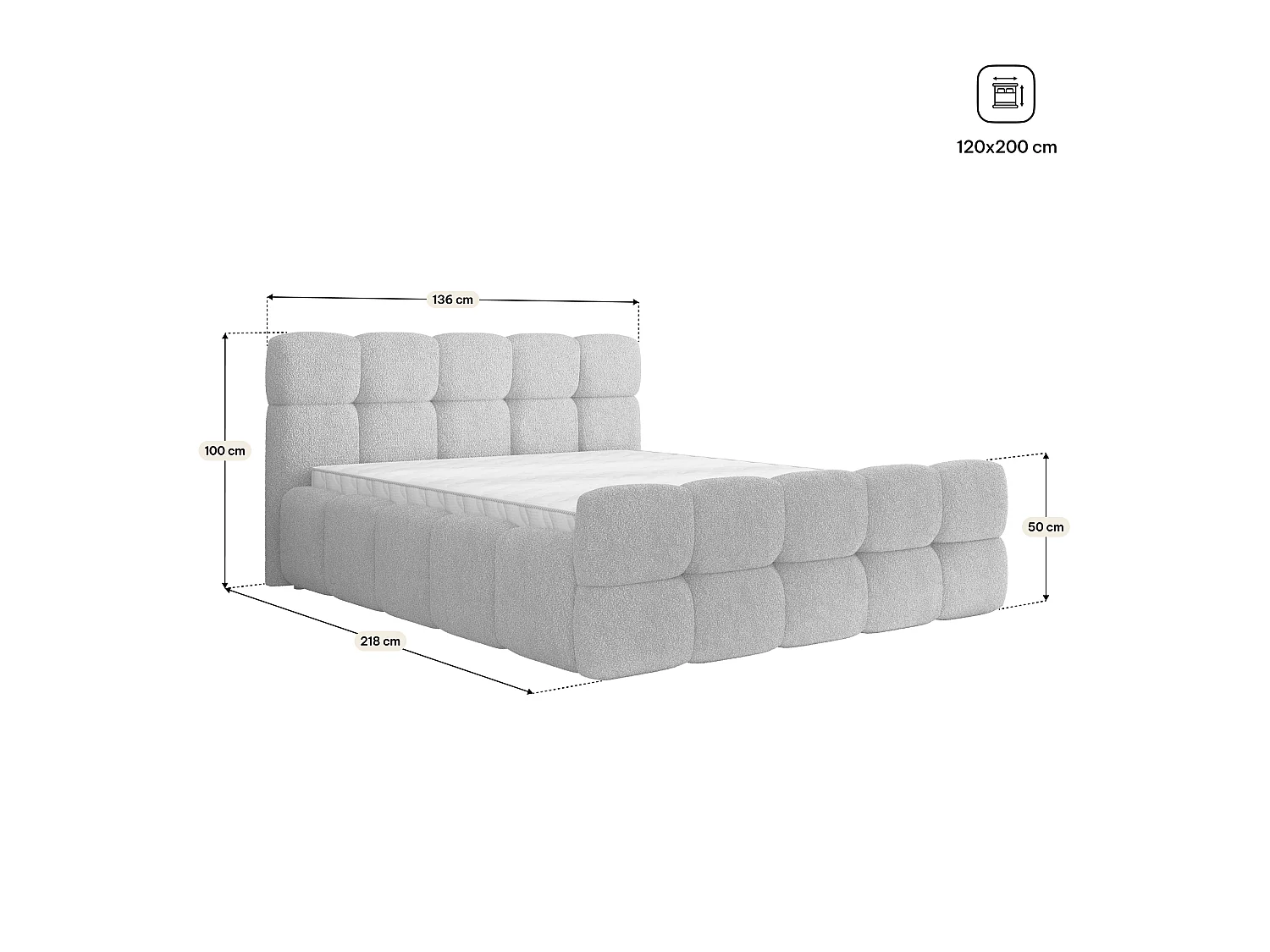 Gestoffeerd bed ELIZJA 120x200 cm - Bouclé stof - Groen