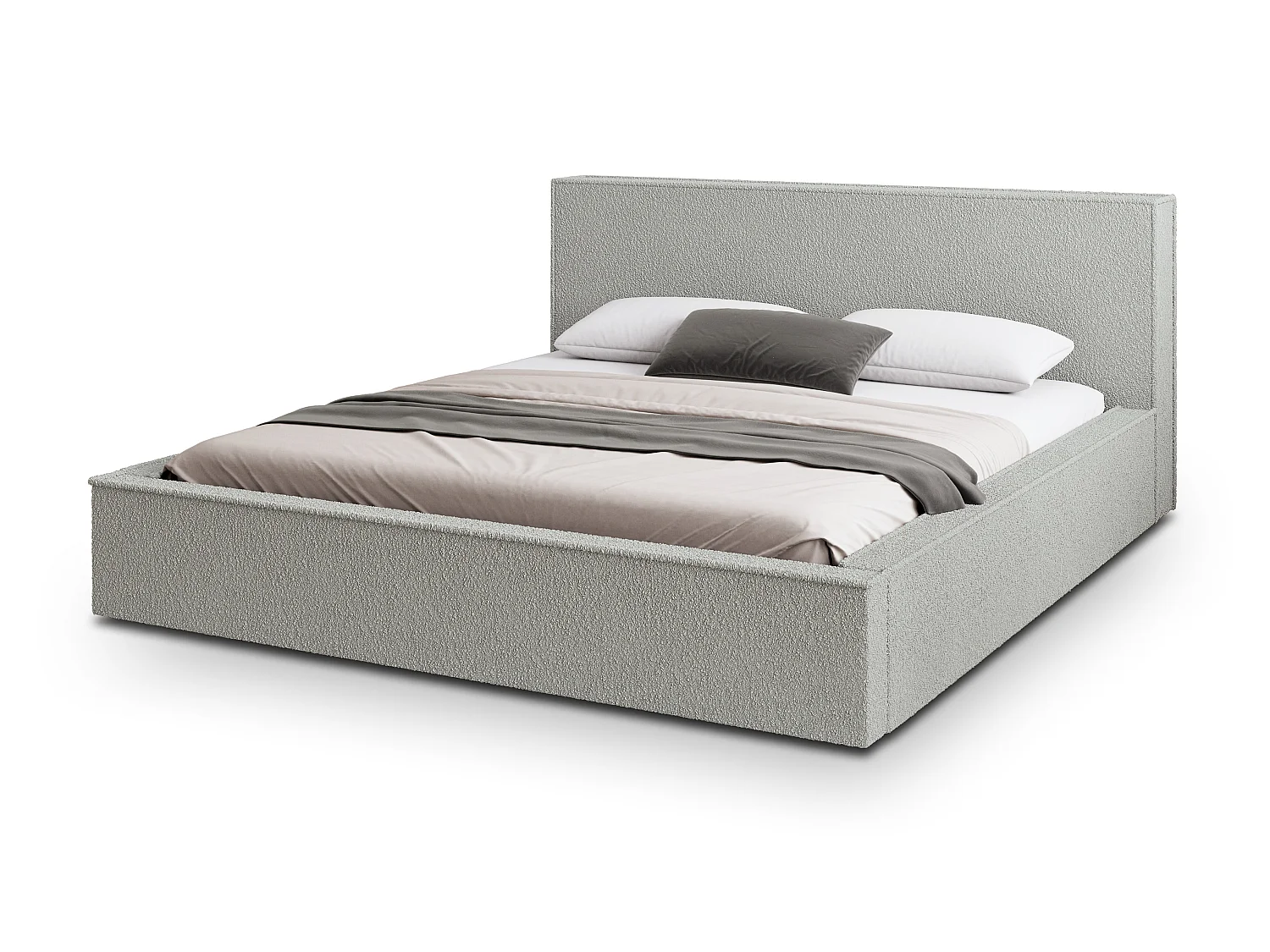 Gestoffeerd bed CELORA 180x200 cm - Bouclé stof - Lichtgrijs