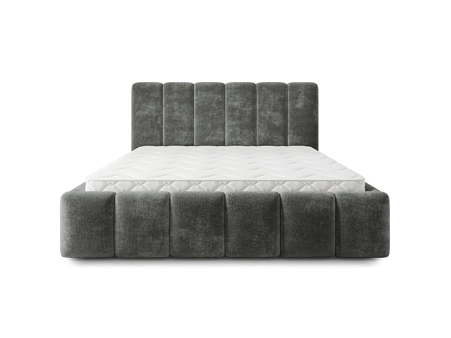 Gestoffeerd bed ATTORA 140x200 cm - Chenillestof - Grijs
