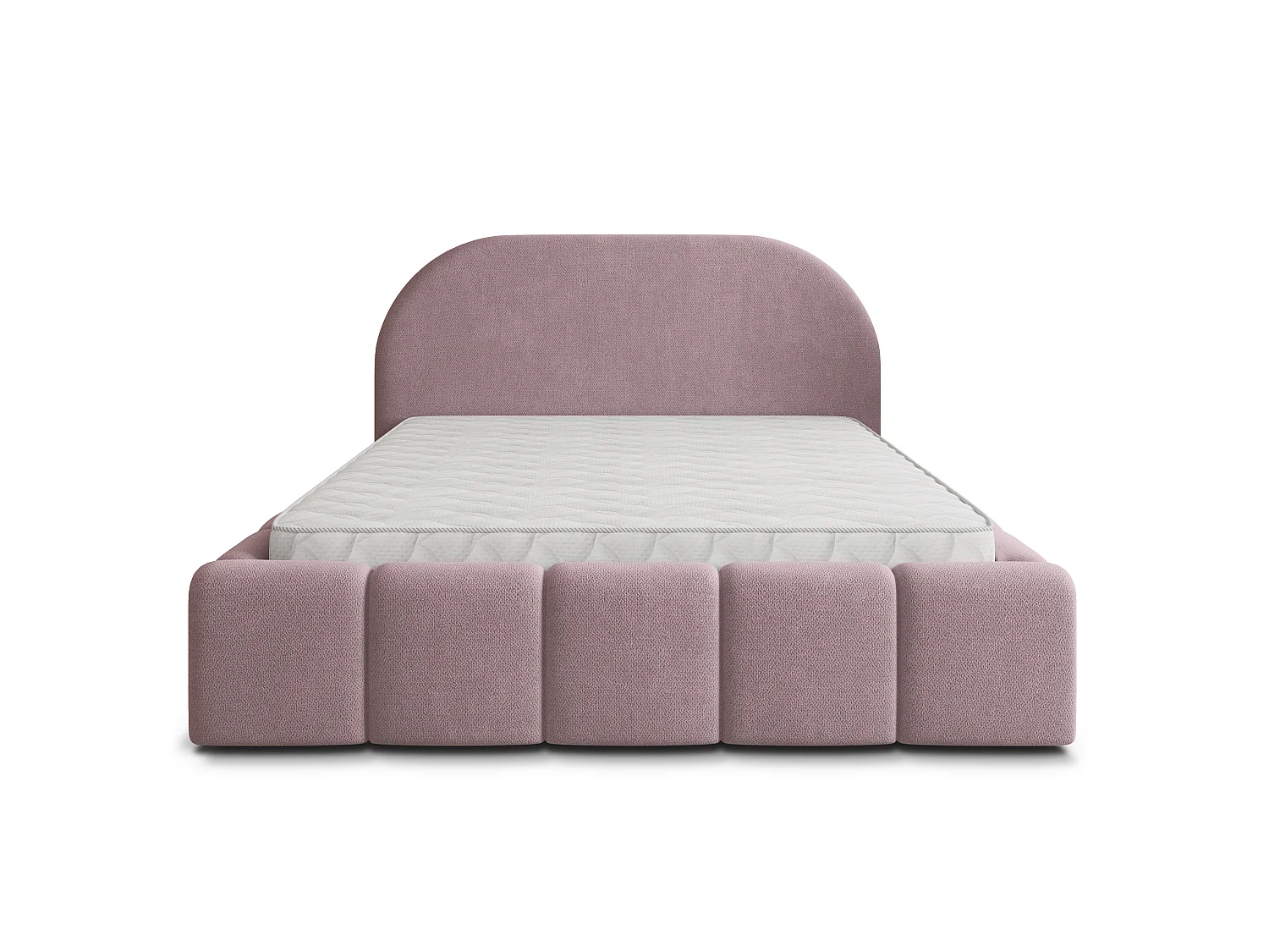 Lit Coffre FLUSSO 200x200 cm - Tissu tissé - Rose poudré