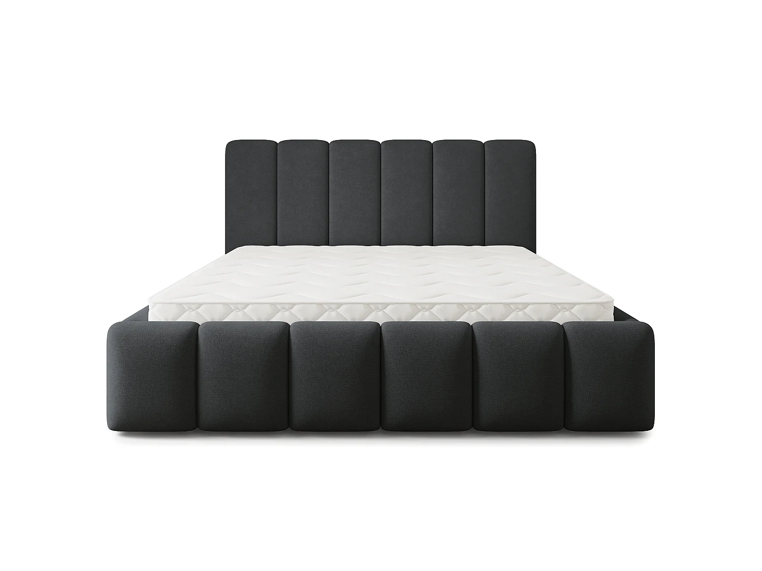 Gestoffeerd bed ATTORA 180x200 cm - Geweven stof - Zwart