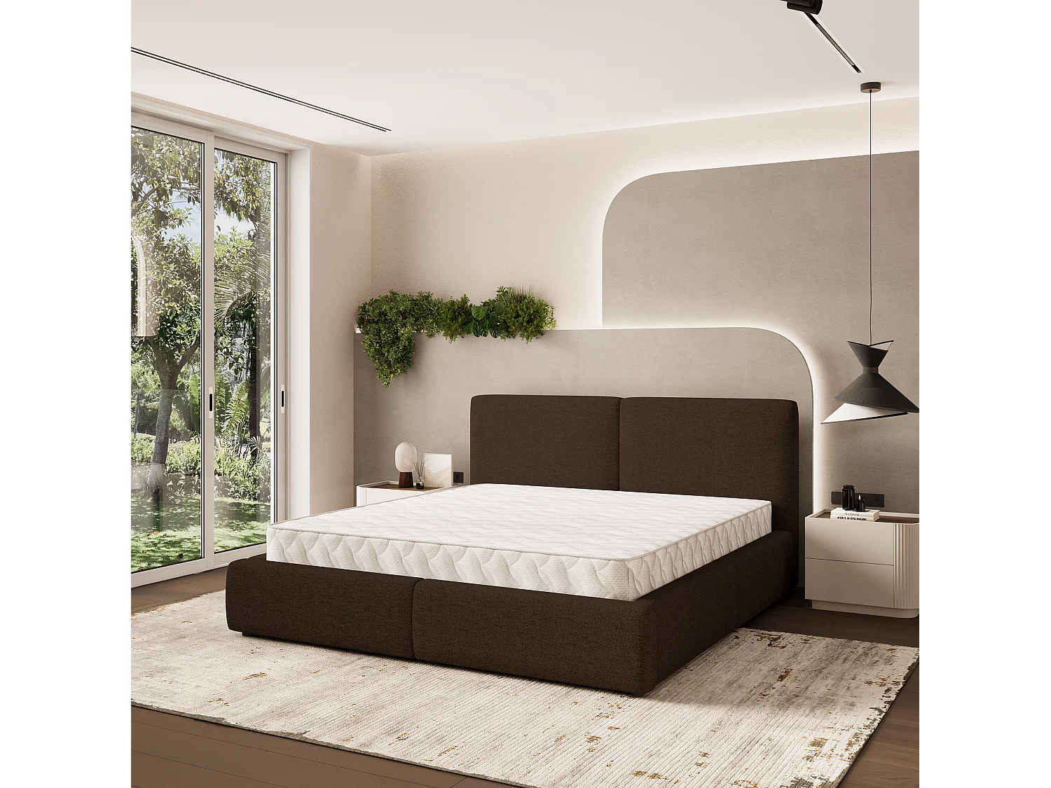 Gestoffeerd bed FELURO 180x200 cm - Geweven stof - Bruin