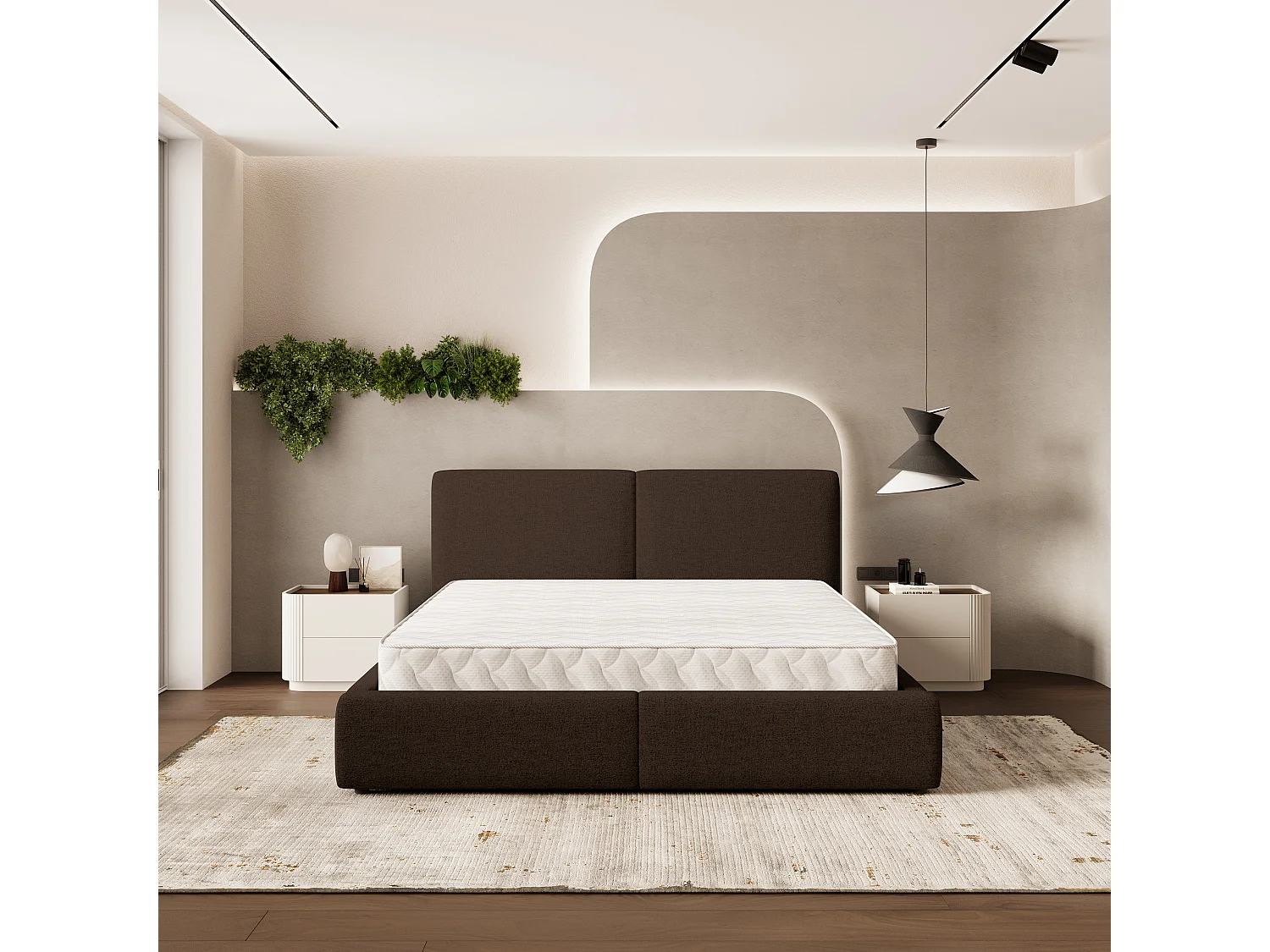 Gestoffeerd bed FELURO 180x200 cm - Geweven stof - Bruin