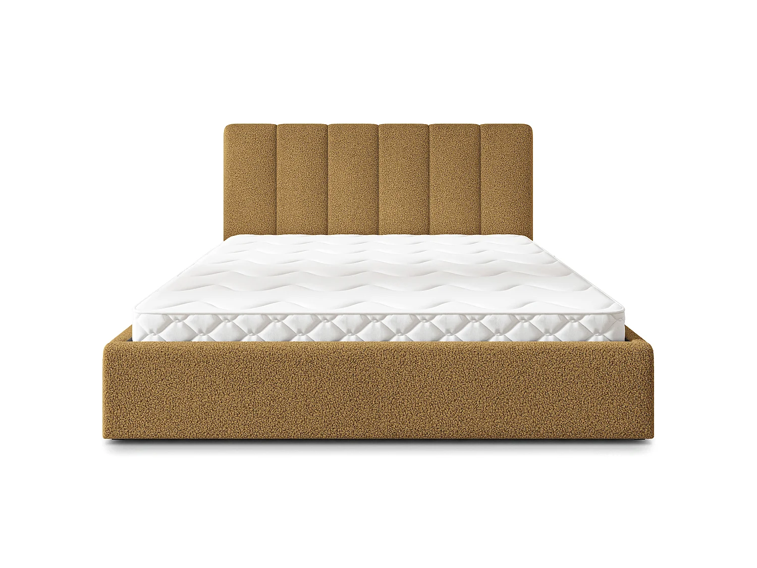 Lit Coffre NEMIS 180x200 cm - Tissu bouclé - Miel