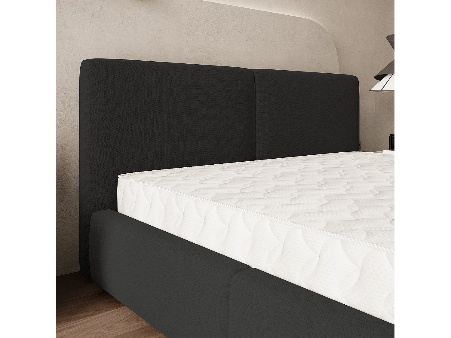 Gestoffeerd bed FELURO 180x200 cm - Geweven stof - Zwart