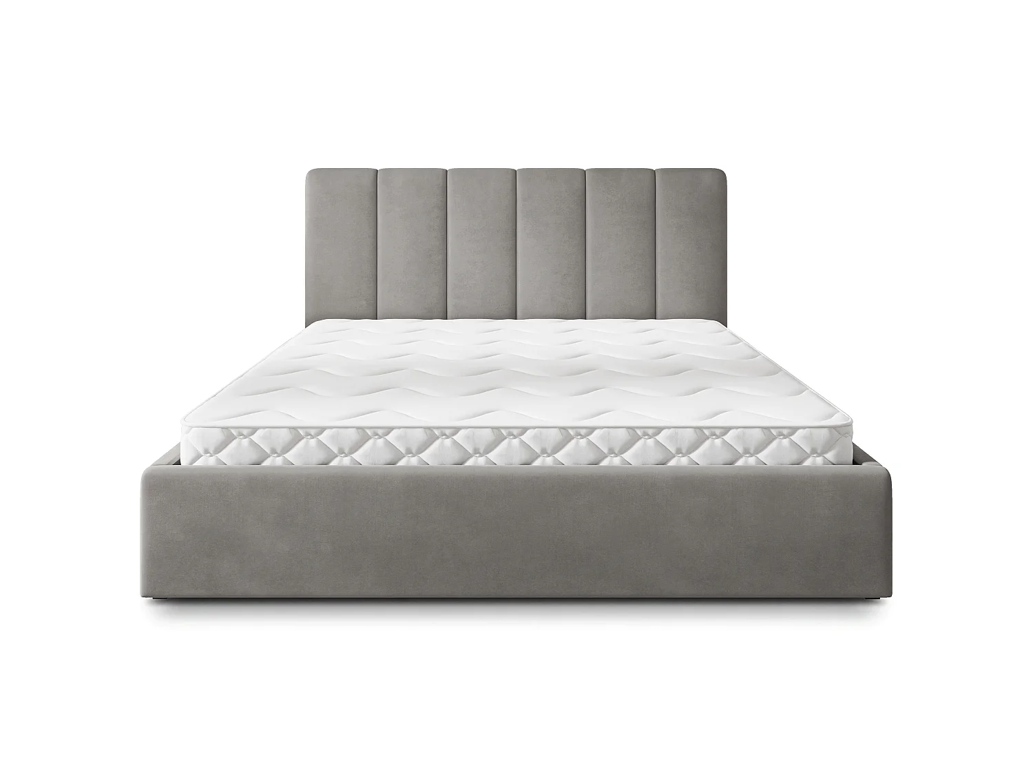 Gestoffeerd bed NEMIS 180x200 cm - Fluwelen stof - Grijs