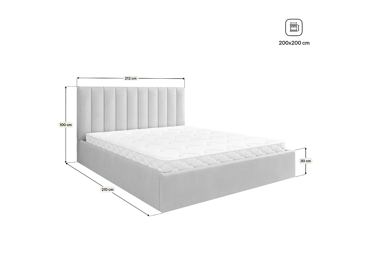 Gestoffeerd bed DEMERA 200x200 cm - Fluwelen stof - Flessengroen