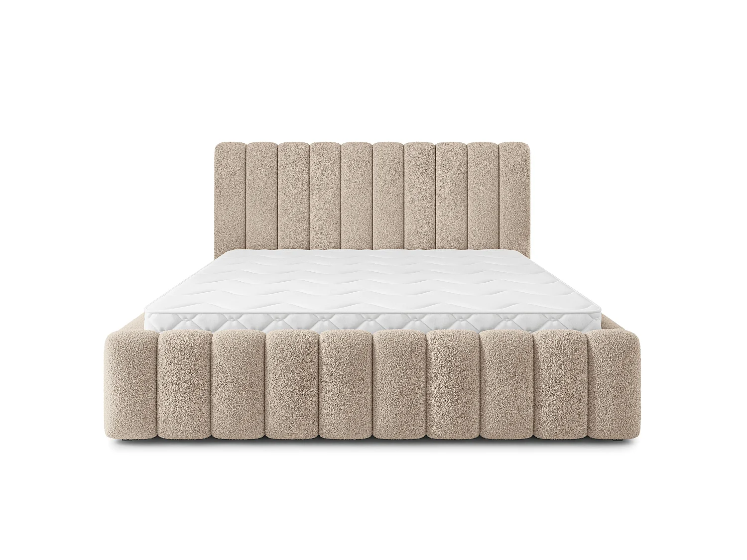 Gestoffeerd bed DINESE 180x200 cm - Bouclé stof - Beige