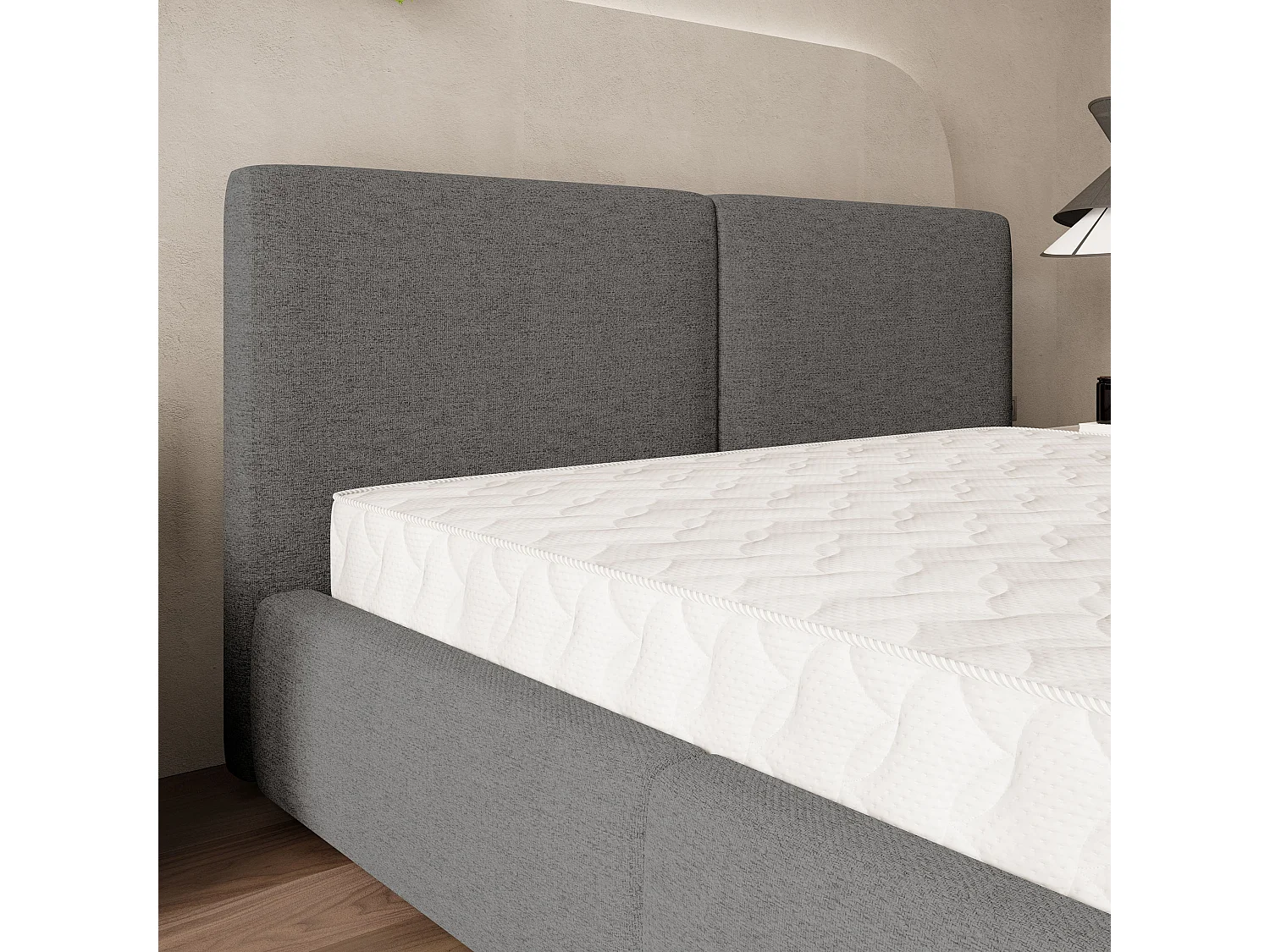Gestoffeerd bed FELURO 180x200 cm - Geweven stof - Grijs