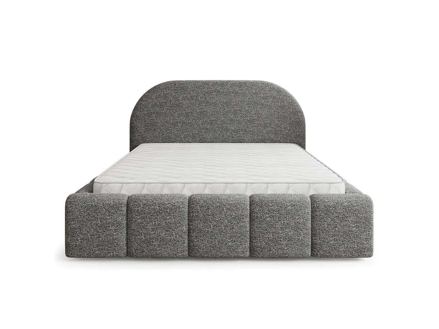 Gestoffeerd bed FLUSSO 140x200 cm - Chenillestof - Grijs