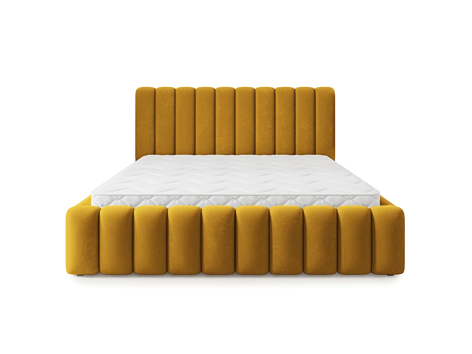 Lit Coffre DINESE 180x200 cm - Tissu peluche - Jaune
