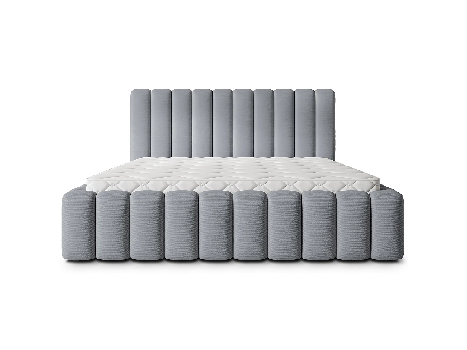 Gestoffeerd bed TEBA 180x200 cm - Pluche stof - Grijs