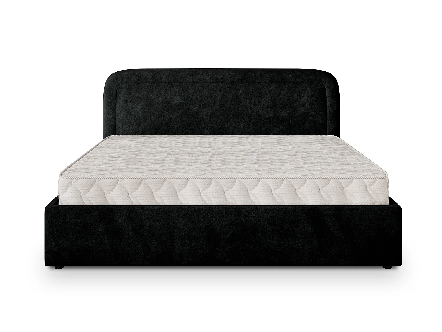 Gestoffeerd bed BENIRA 180x200 cm - Pluche stof - Zwart