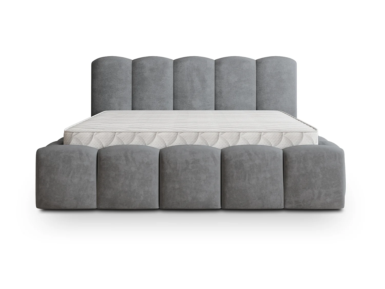 Gestoffeerd bed FALINA 180x200 cm - Pluche stof - Grijs