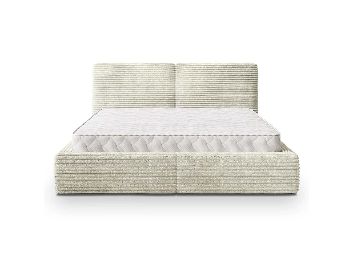 Gestoffeerd bed FELURO 140x200 cm - Corduroy stof - Lichtgrijs
