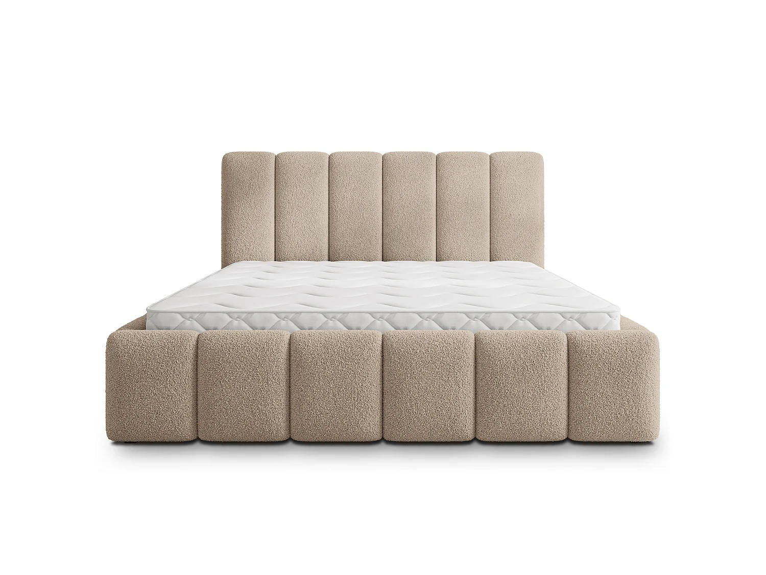 Gestoffeerd bed RANIS 180x200 cm - Bouclé stof - Beige
