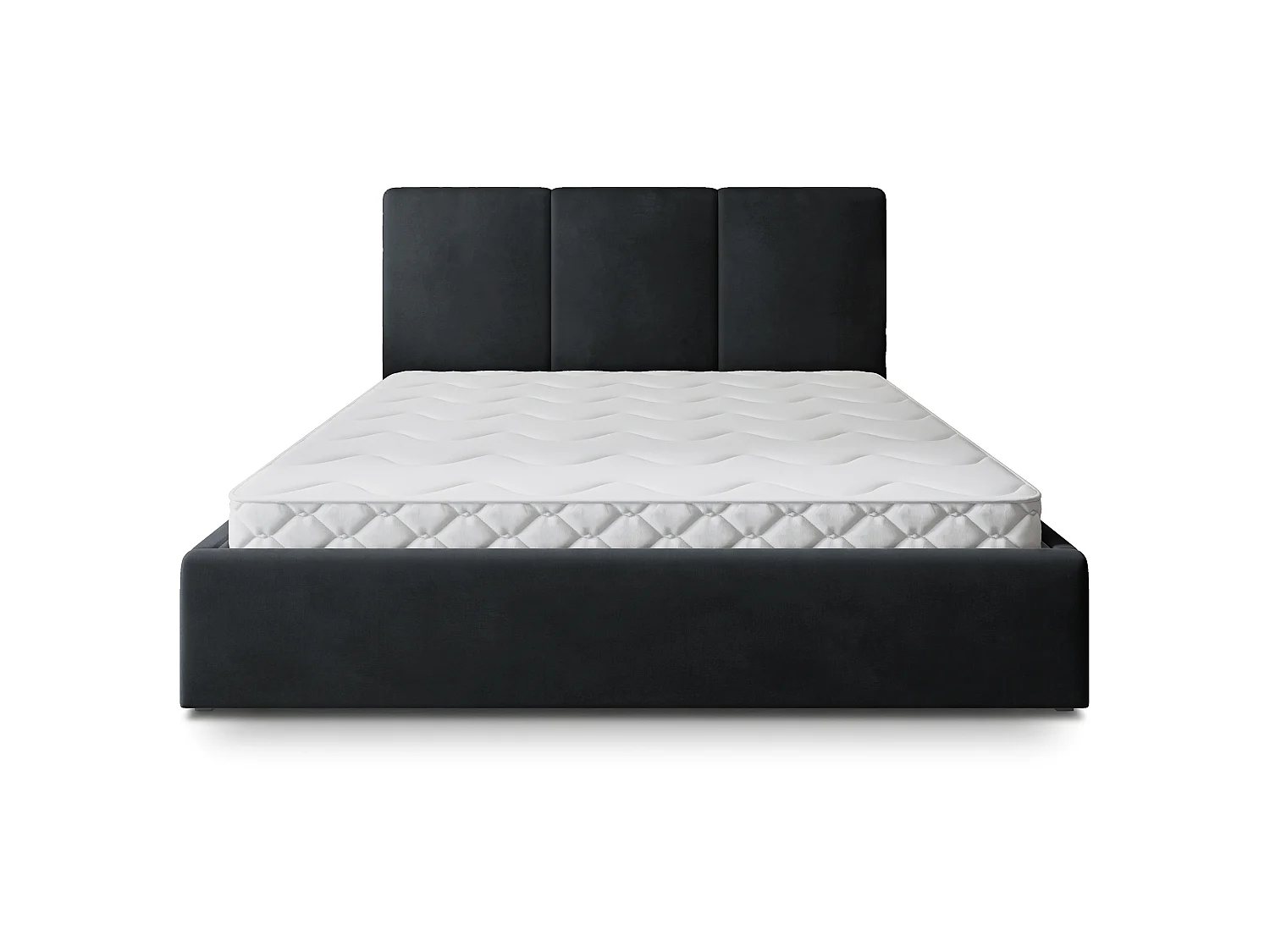 Gestoffeerd bed AZURI 140x200 cm - Fluwelen stof - Zwart
